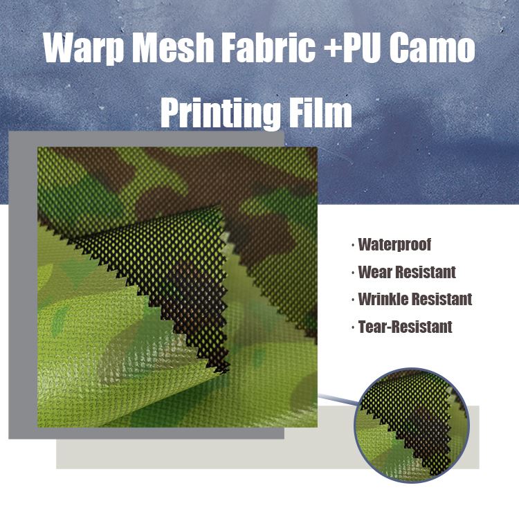 product-750-750 Warp Mesh Fabric PU Coated Camo Printing