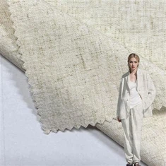 Tela beige de lino poliéster para vestir