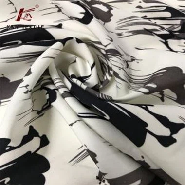 Tela crepé elástica de hilo de poliéster con estampado de flores para vestidos y prendas de vestir